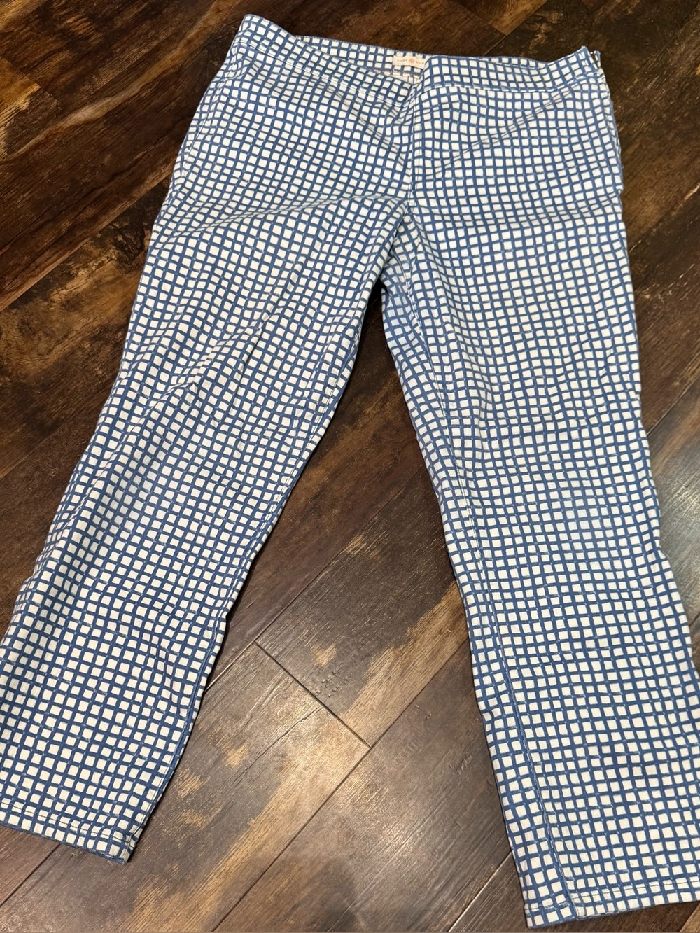 Women’s Tory Burch Blue Haven Canvas Plaid Ankle Length Pants Size 32